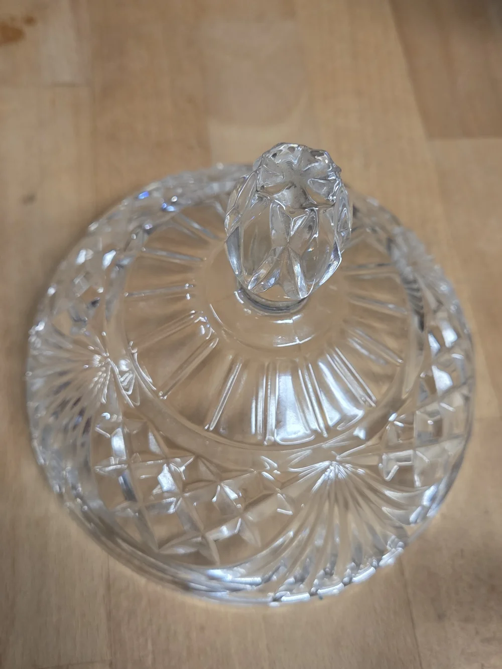 Vintage clear lead crystal footed candy dish with a lid